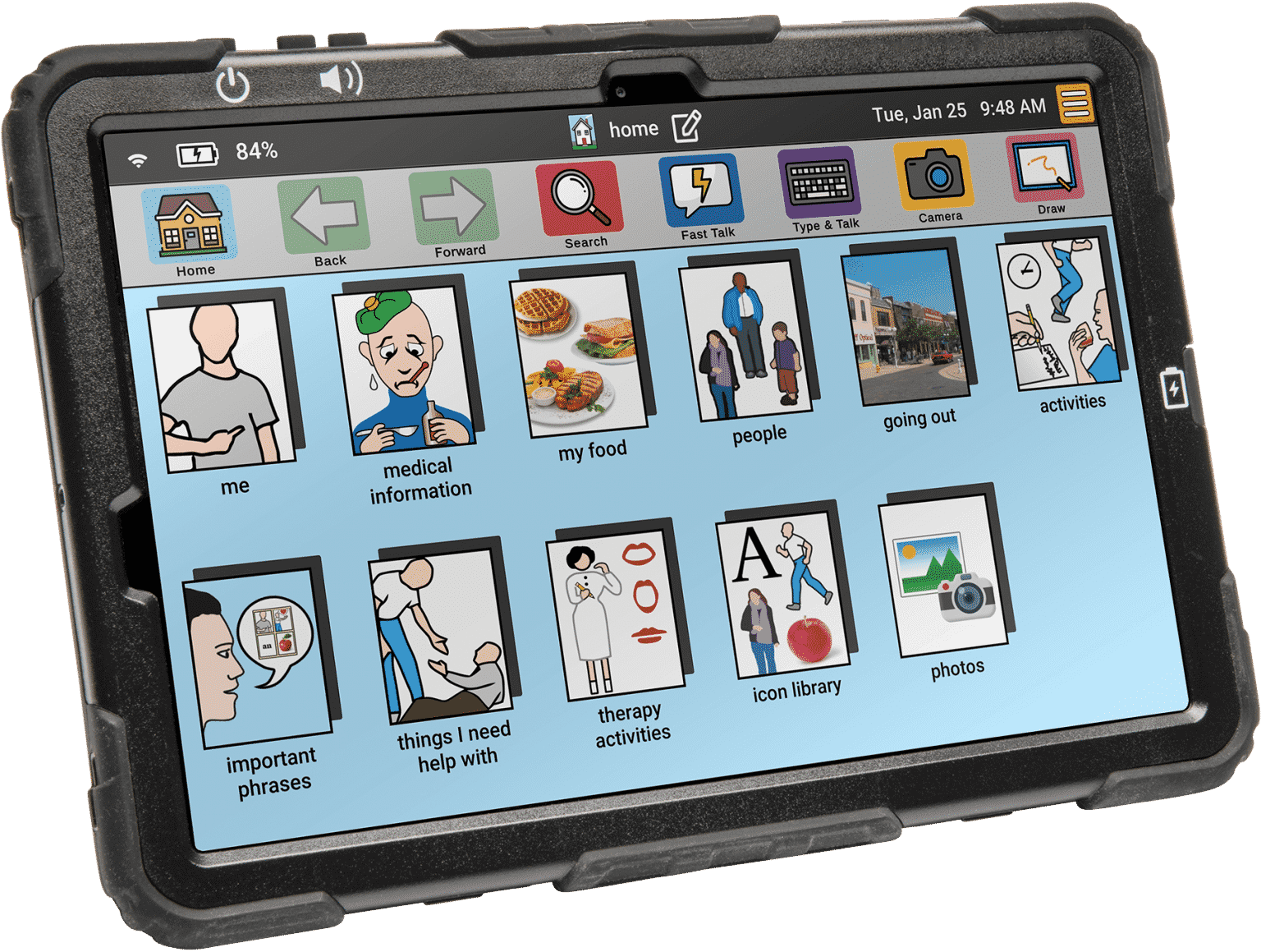 A screenshot of the iPad displaying the TouchTalk ACC app.